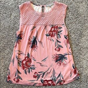 Daniel Rainn Pink Floral Sleeveless Blouse